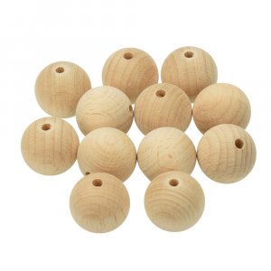 Boules en bois non trait avec demi-trous - 4mm 12 pices