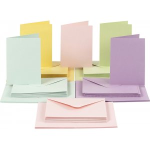 Cartes et enveloppes - couleurs pastel 11,5 x 16,5 cm - 50 sets