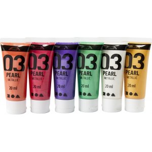 Peinture scolaire Acrylique - Mtallise - couleurs complmentaires - mtallise - 6 x 20 ml