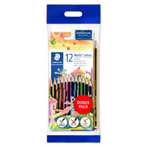 Crayons de couleur Noris - 12 crayons plus gomme