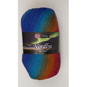 Fil Viking Nordlys 100g - Bleu/rouille/rouge (949)