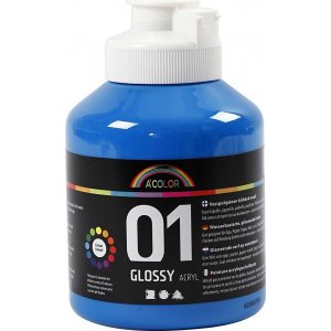 Peinture scolaire - Acrylique - bleu primaire - brillante - 500 ml