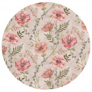 Bche PVC Ronde Fleurs - Beige/Rose