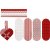 Set de loisirs cratifs - Coeurs tresss - motif rouge/blanc - 8 pcs