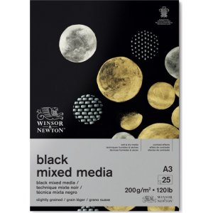 Bloc  dessin Winsor & Newton Black Pad Mixed Media 200g A3 25 feuilles