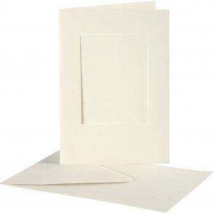 Carte passe-partout avec enveloppe - blanc cass - rectangulaire - 10 sets