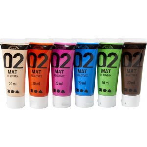 Peinture scolaire - Acrylique - couleurs complmentaires - mate - 6 x 20 ml