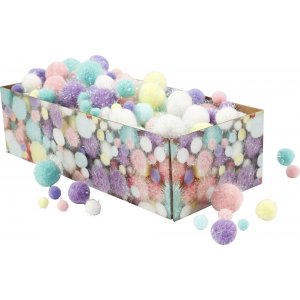 Pompons - couleurs pastel - paillettes - 400 g