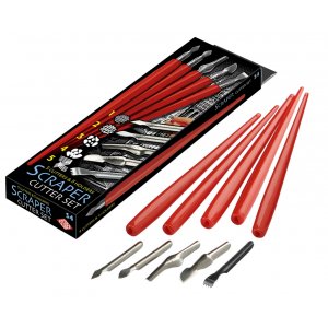 Set de couteaux grattoirs avec manche - 5 couteaux