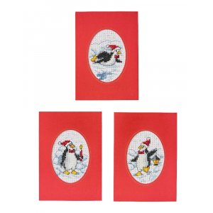 Kit de broderie Cartes de Nol - Pingouins de Nol