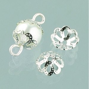 Attaches perles  8 mm - argentes 30 pcs.