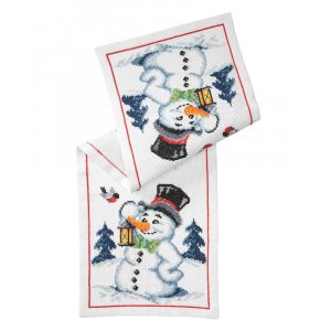 Kit de broderie Runner - Bonhomme de neige avec lanterne