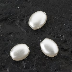 Perles de cire en verre Plates 8x6 mm Blanc - 20 pcs