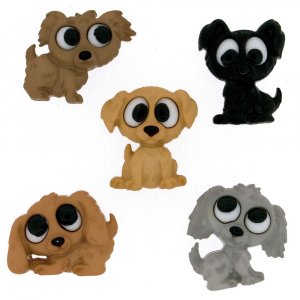 Boutons multicolores 17x21 - 22x17 mm - Chiens joueurs