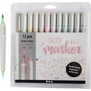 Marqueurs de croquis - couleurs pastel - 12 pcs