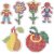 Assiettes perles - fleur - fille - garon - pomme et poire - 6 pcs