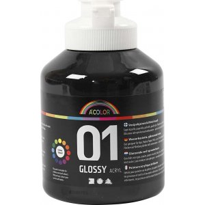 Peinture scolaire - Acrylique - noir - brillante - 500 ml