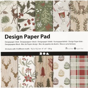 Papier design - marron/vert - 50 feuilles