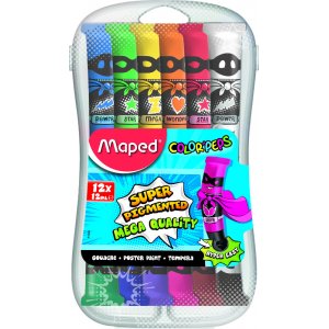 Tubes de couleur gouache - Maped - pack de 12 couleurs vives