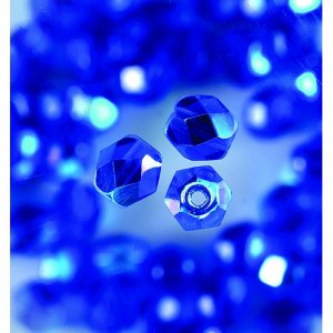 Perles de verre  facettes - bleues - rondes, chatoyantes