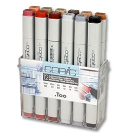 Copic Marker en set - Couleurs architecturales (12 pcs)