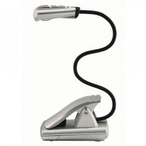 LED - lampe de lecture avec clip - argent / noir incl. batteries