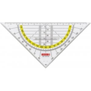 Rgle triangulaire avec rapporteur 16 cm transparent (avec grip)