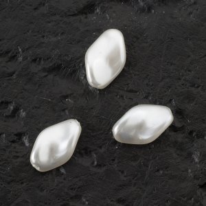 Perles de cire en verre 13x8 mm Blanc - 10 pcs