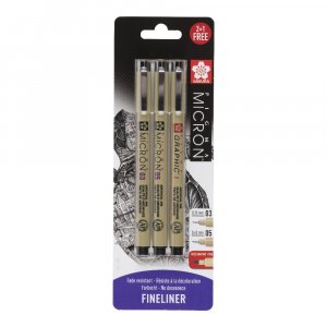 Coffret Fineliner Pigma Micron - 3 stylos (03, 05, 1)