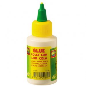 Colle 100 ml, bouteille en plastique.  Lavable