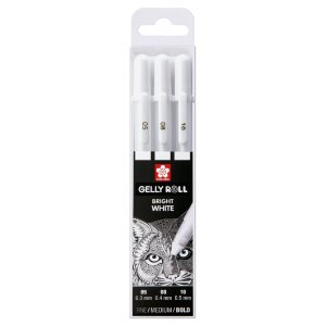 Stylos gel Sakura Gelly Roll - 3 stylos (Blanc 50,08,10)