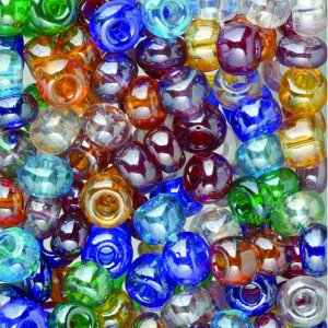 Perles de rocaille mlange 6 mm - couleurs mlanges - transparent, lustre