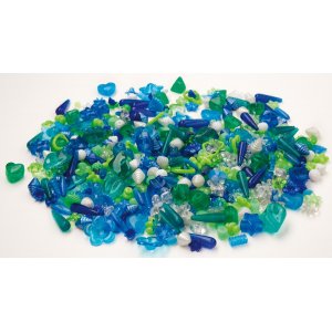 Perles en plastique bleues et vertes