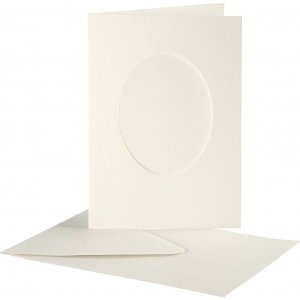 Carte passe-partout avec enveloppe - blanc cass - ovale - 10 sets