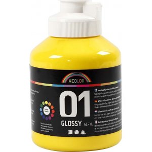 Peinture scolaire - Acrylique - jaune primaire - brillante - 500 ml