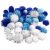 Pompons - bleu clair - bleu fonc - blanc - 48 pcs