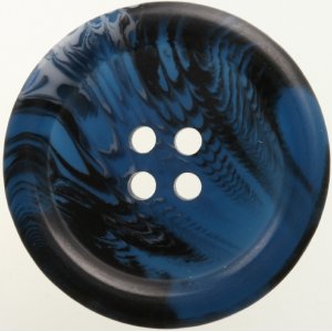 Bouton Rond 4 trous 15 mm 10pcs - Noir avec bleu