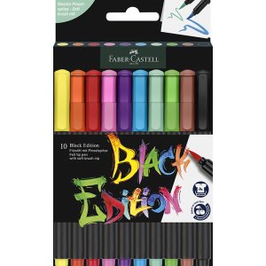 Coffret de crayons de couleur - Faber-Castell - Crayons pinceaux Redline - Coffret Black Edition