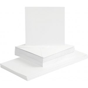 Cartes et enveloppes - blanc 16 x 16 cm - 50 sets