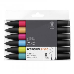 BrushMarker W&N - Tons moyens 6 stylos