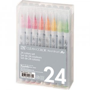 Stylos pinceaux ZIG Clean Color Real Brush - 24 stylos