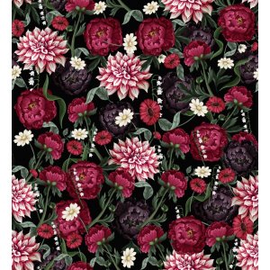 Jersey  motifs - Dahlia bordeaux