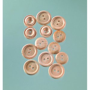 Bouton 15 et 19 mm - bois 9 pcs. Bouton en bois