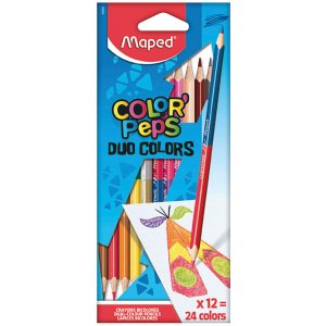 Coffret de crayons de couleur - Maped - Color'peps 12 crayons DUO = 24 couleurs