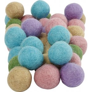 Perles de laine - couleurs pastel - 64 pcs