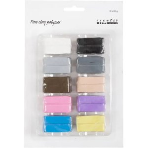 Argile fine polymre, couleurs pastel, 10x20 g