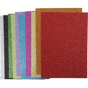 Caoutchouc dcoratif - couleurs pailletes mlanges - A4 - 10 pcs