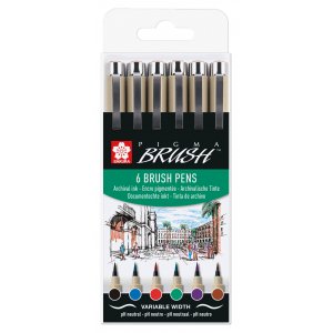 Stylos pinceaux Pigma Brush - 6 couleurs