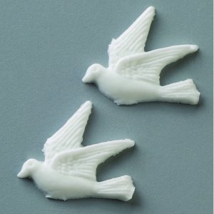 Dcoration en cire 30 mm - blanc 2 pcs.  Pigeons