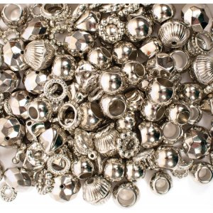 Perles et bagues, mtalliques, 180 pcs